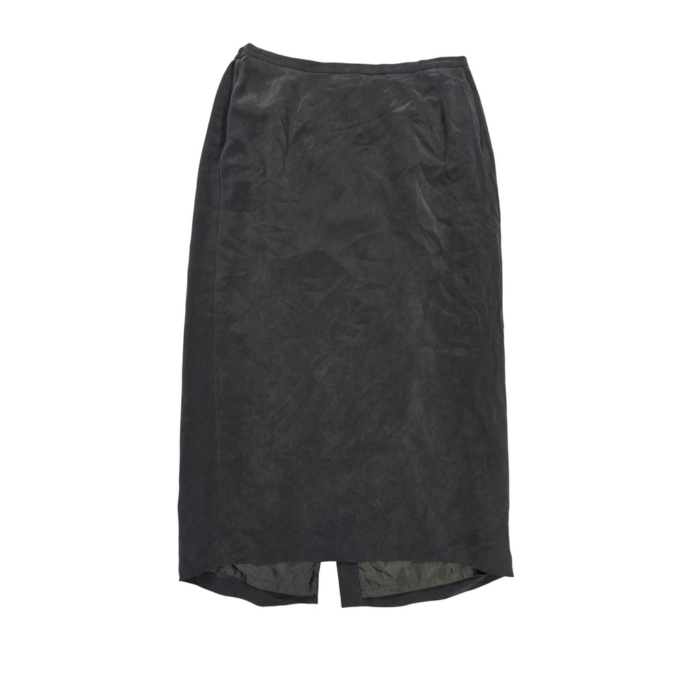 Vintage Josephine Chaus Silk Midi Skirt Navy Blue Size 16W Full Length Plain